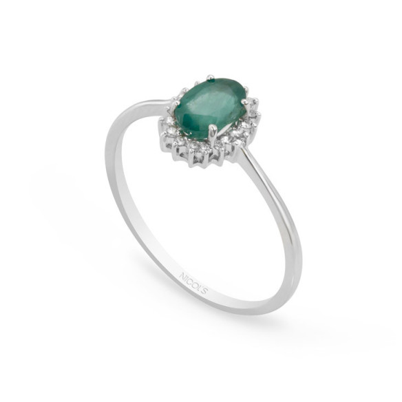 Anillo Esmeralda 0.50 Diamantes Candy - ANILLOS