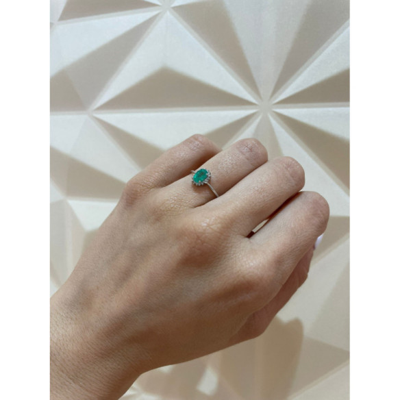 Anillo Esmeralda 0.50 Diamantes Candy - ANILLOS