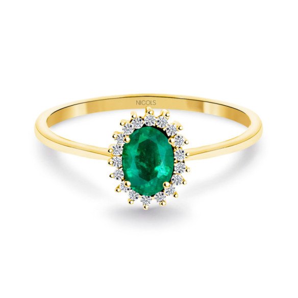 Anillo Esmeralda 0.50 Diamantes Candy Oro Amarillo - Anillos de Esmeralda
