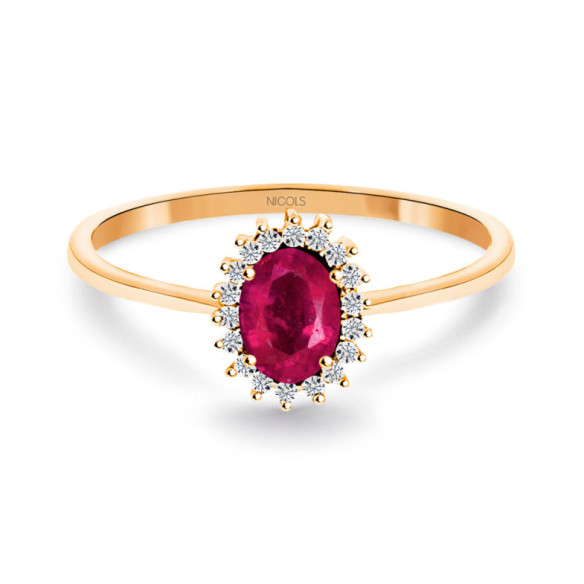 Anillo Rubí 0.50 Diamantes Candy Oro Rosa - Anillos de Rubí