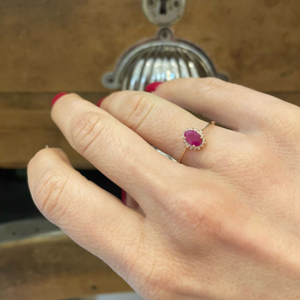 Anillo Rubí 0.50 Diamantes Candy Oro Rosa - Anéis de rubi