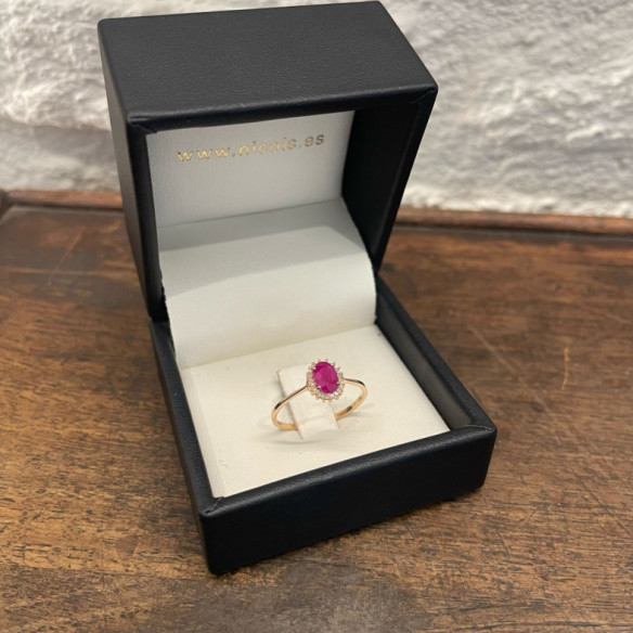 Anillo Rubí 0.50 Diamantes Candy Oro Rosa - Anelli di rubino