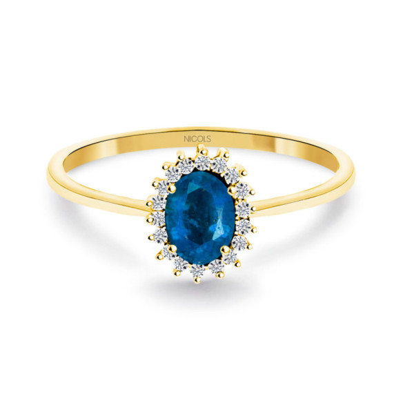Anillo Zafiro 0.50 Diamantes Candy Oro Amarillo - Versprechen Ringe Diamanten