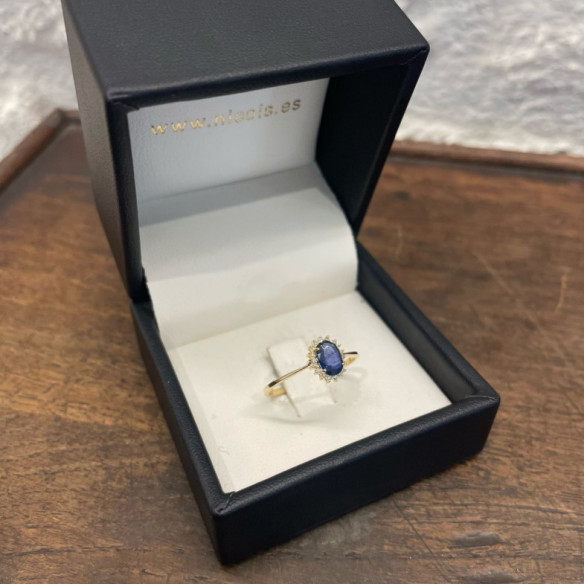 Anillo Zafiro 0.50 Diamantes Candy Oro Amarillo - Versprechen Ringe Diamanten