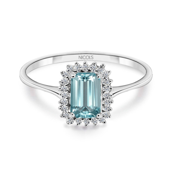 Anillo Aguamarina y Diamantes Candy - Anillos Otras Piedras Preciosas
