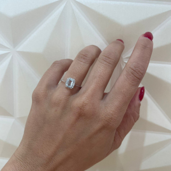 Anillo Aguamarina y Diamantes Candy - Anillos Otras Piedras Preciosas