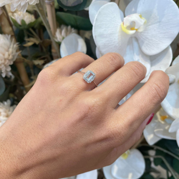 Anillo Aguamarina y Diamantes Candy - Anillos Otras Piedras Preciosas