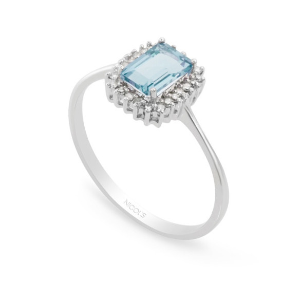 Anillo Aguamarina y Diamantes Candy - Anillos Otras Piedras Preciosas