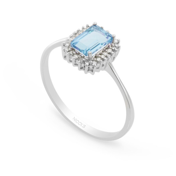Anillo Topacio azul y Diamantes Candy - ANILLOS