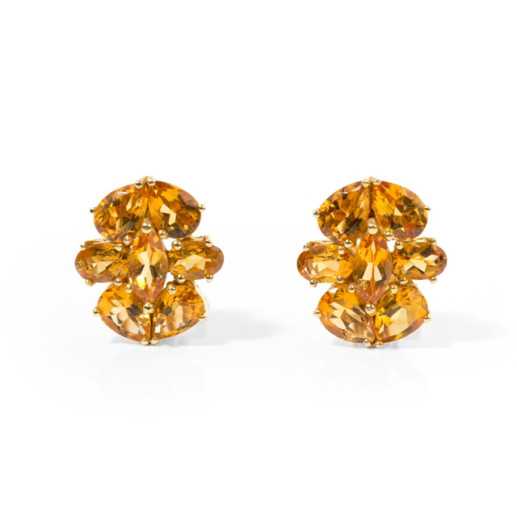 Boucles d'oreilles Citrino Fleur - Boucles d'oreilles autres pierres colorées