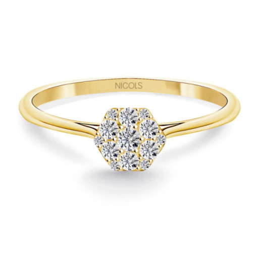 Anillo Pasión de Diamantes 0.15 Hexagonal - diseños actuales