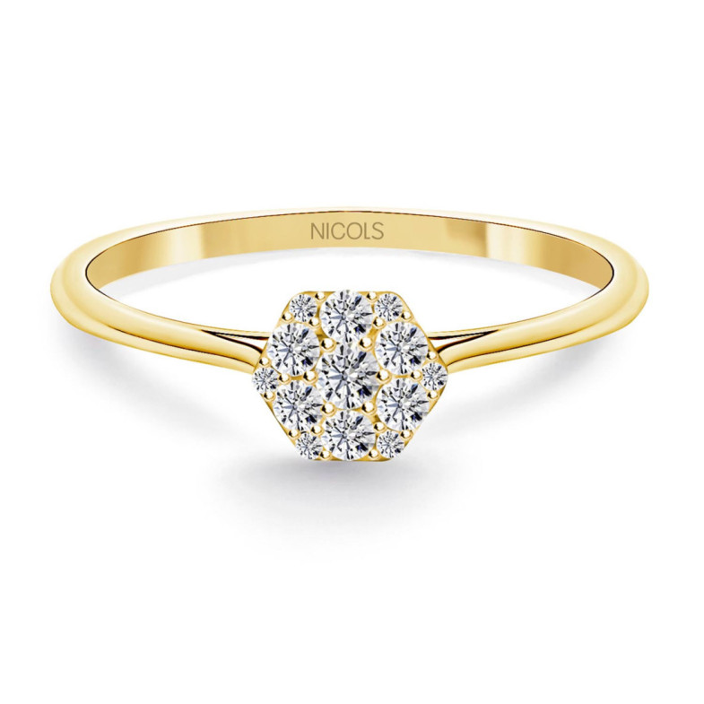 Anillo Pasión de Diamantes 0.15 Hexagonal - diseños actuales