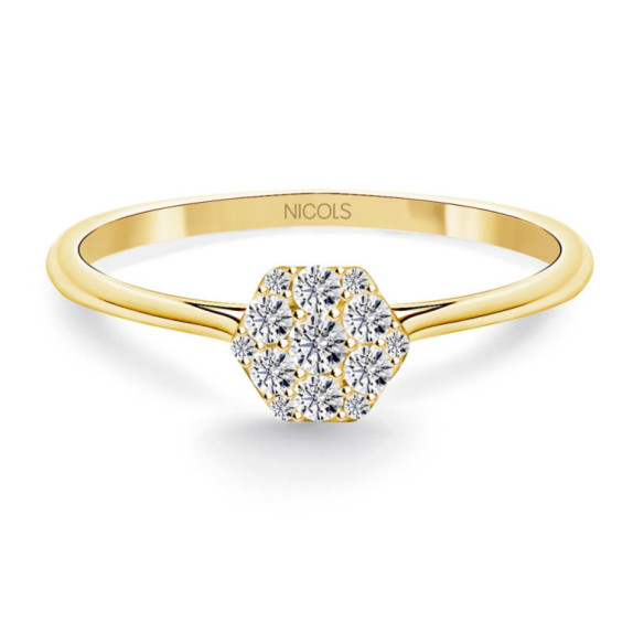 Anillo Pasión de Diamantes 0.15 Hexagonal - diseños actuales