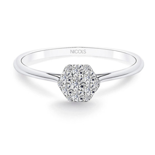 Anillo Pasión de Diamantes 0.15 Hexagonal Oro Blanco - Anillos de Promesa Diamantes