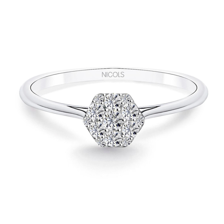 Passion Diamond Ring 0.15 Hexagonal White Gold - Promise Rings
