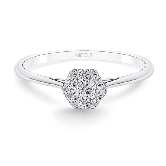 Anillo Pasión de Diamantes 0.15 Hexagonal Oro Blanco - Anillos de Promesa Diamantes