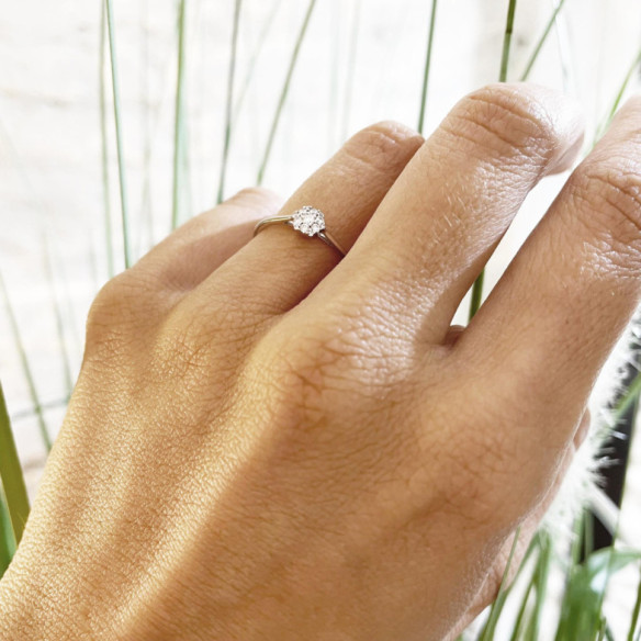 Anillo Pasión de Diamantes 0.15 Hexagonal Oro Blanco - Anillos de Promesa Diamantes