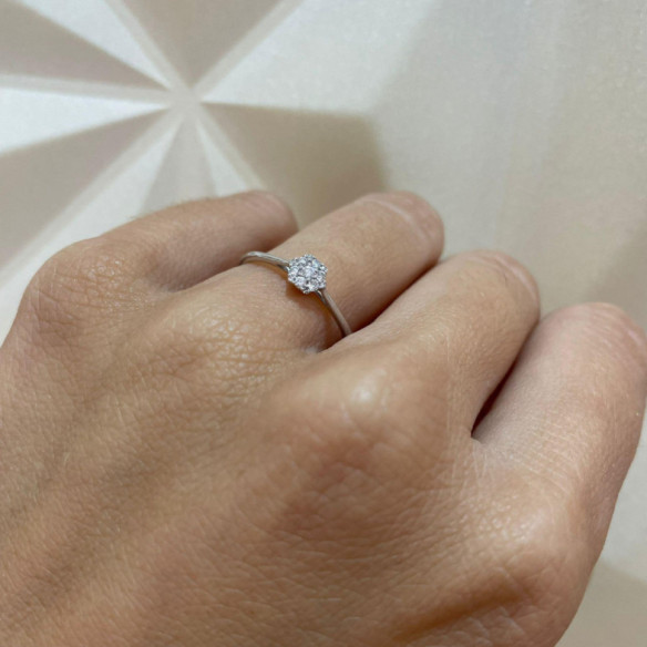 Anillo Pasión de Diamantes 0.15 Hexagonal Oro Blanco - Anillos de Promesa Diamantes
