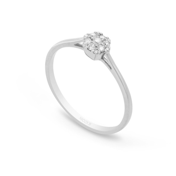 Anillo Pasión de Diamantes 0.15 Hexagonal Oro Blanco - Promise Anneaux Diamonds