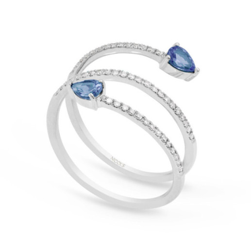 Sapphire diamond ring SPIRAL RINGS - White Gold Modern Design Rigns 2