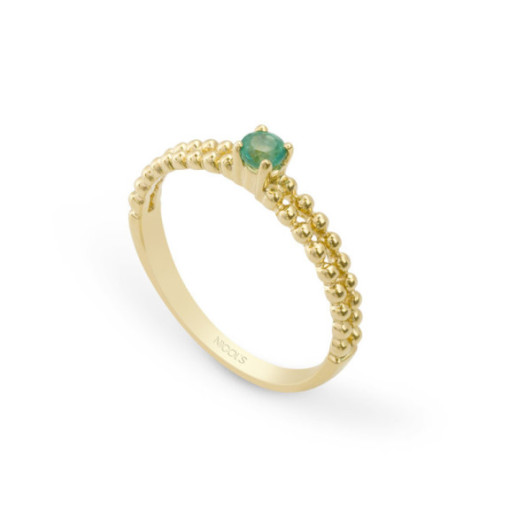 Anillo Esmeralda Solitario Bolitas - Anillos de Esmeralda