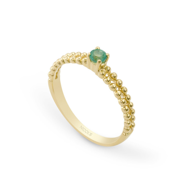 Anillo Esmeralda Solitario Bolitas - Anillos de Esmeralda