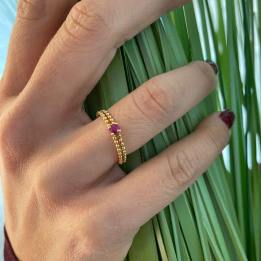Anillo Rubí Solitario Bolitas - Anillos de Promesa Diamantes 2