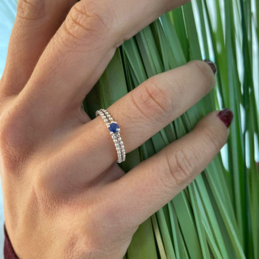 Anillo Zafiro Azul Solitario Bolitas - ANILLOS 2