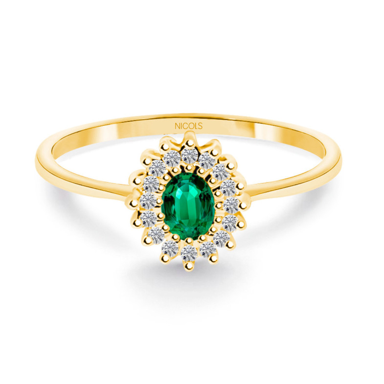 Emerald Gold Ring Oval Detail - Smaragdringe