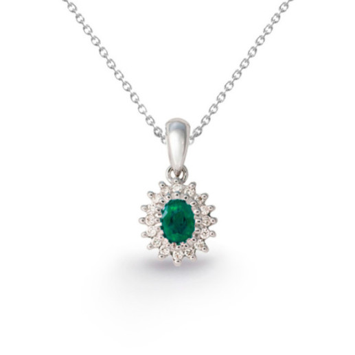 Colgante Esmeralda Oval Detail - Colgantes de Piedras Verde