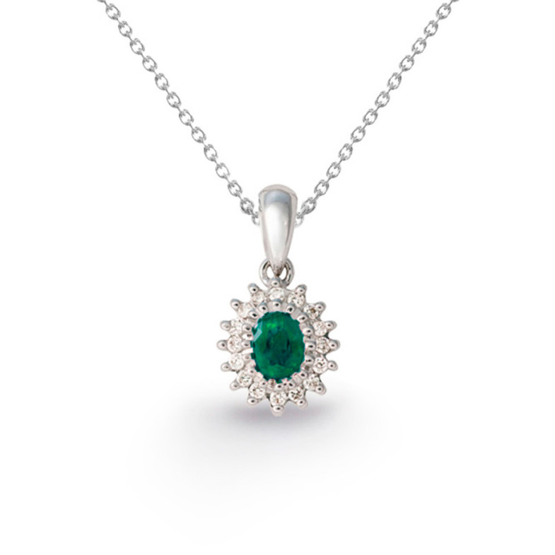 Colgante Esmeralda Oval Detail - Colgantes de Piedras Verde