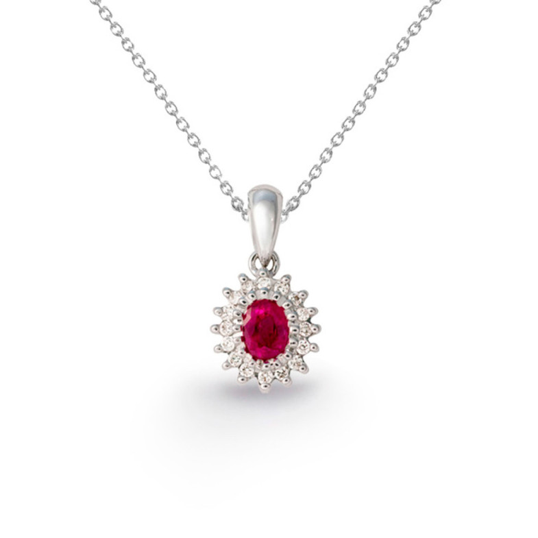 Colgante Rubí Oval Detail - Pendentifs de pierre rouges