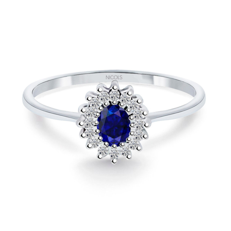 Anillo Zafiro Oval Detail - Promise Anneaux Diamonds