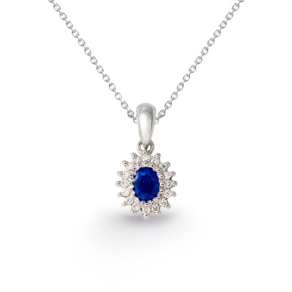 Sapphire pendant OVAL DETAIL - Blue Stone Pendants