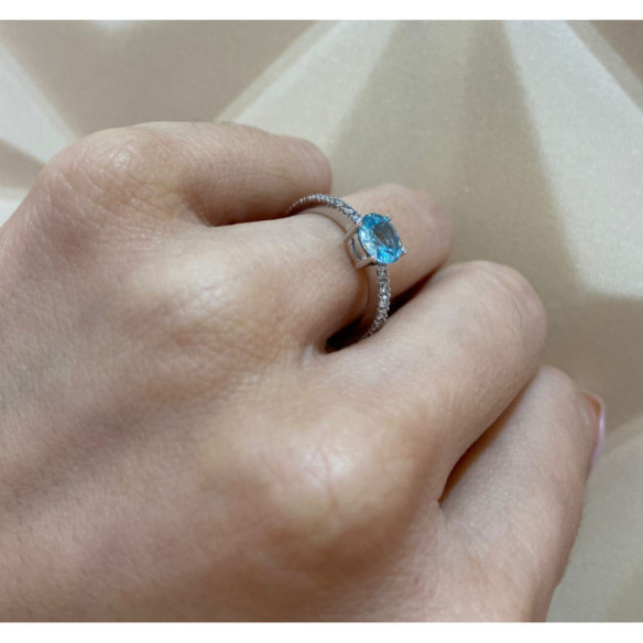 Zircon and Diamond Anniversary Ring DAFNE - Rings other precious stones