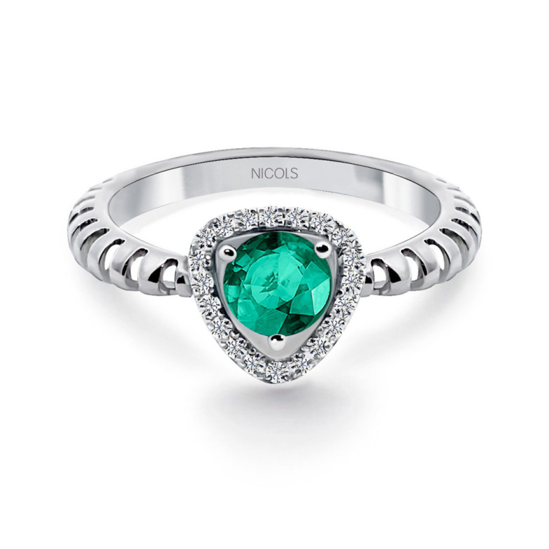Anillo Esmeralda Verde Y Diamantes Triangle - LES ANNEAUX