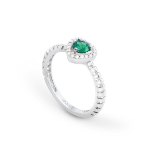 Anillo Esmeralda Verde Y Diamantes Triangle - ANILLOS 2