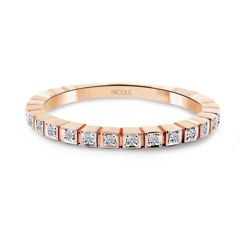 Roségoldener Zinnen-Diamantring - Brillant
