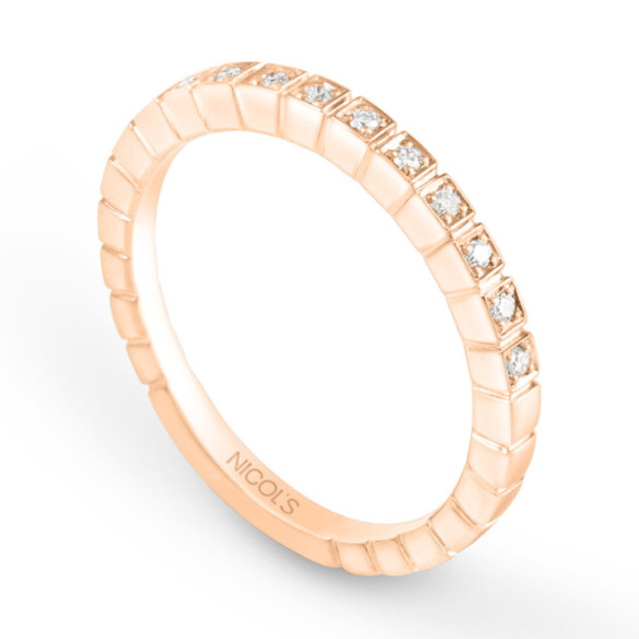 Roségoldener Zinnen-Diamantring - Brillant