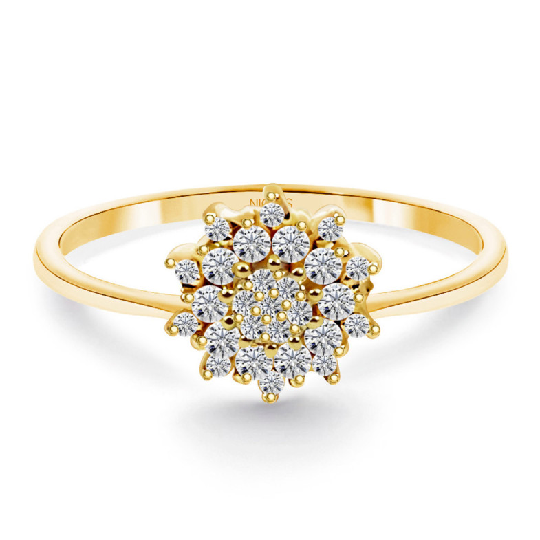 Vintage Gold and Diamonds Ring SNOW FLOWER - Brilliant Cut