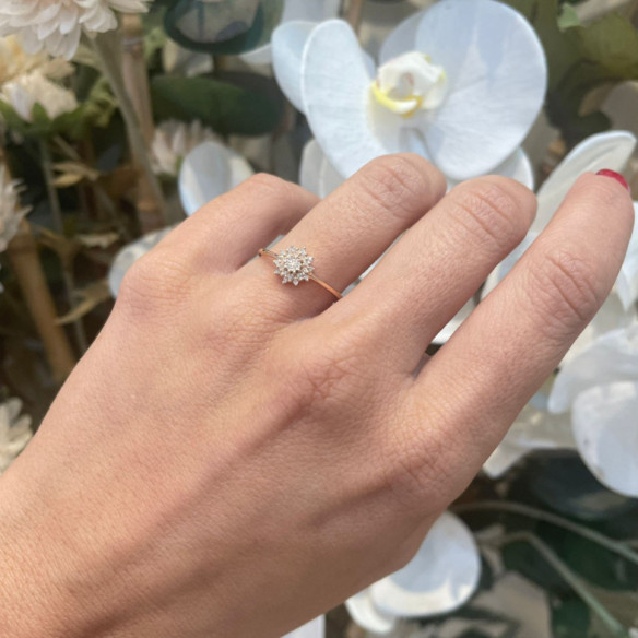 Anillo Vintage Oro Y Diamantes Snow Flower - Bagues de diamant