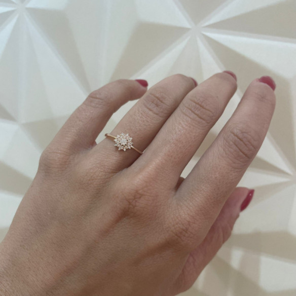 Anillo Vintage Oro Y Diamantes Snow Flower - Anelli di diamanti