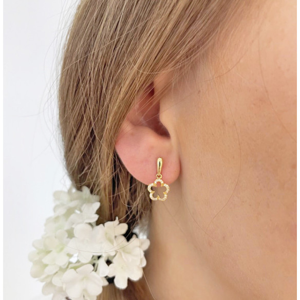 Pendientes Oro Y Diamantes Flor Little Details - cortos