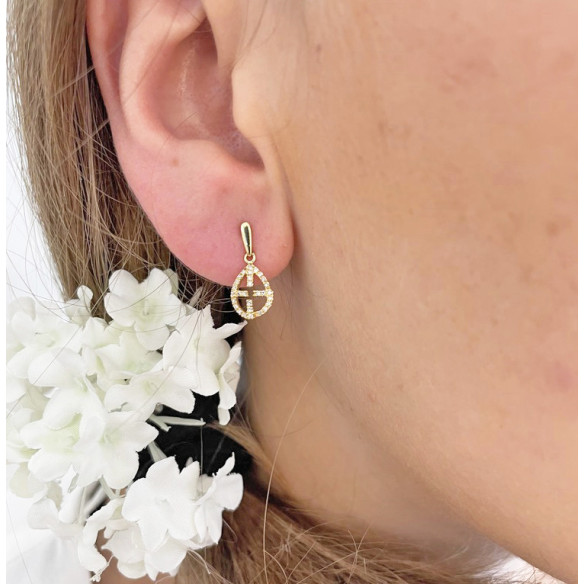 Pendientes Oro Cruz Hueca Little Details - cortos