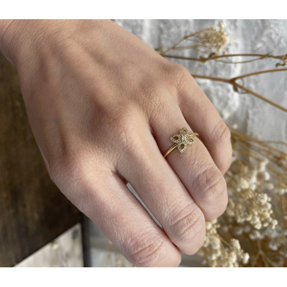 Anello fiore Pico piccoli dettagli - Brillante
