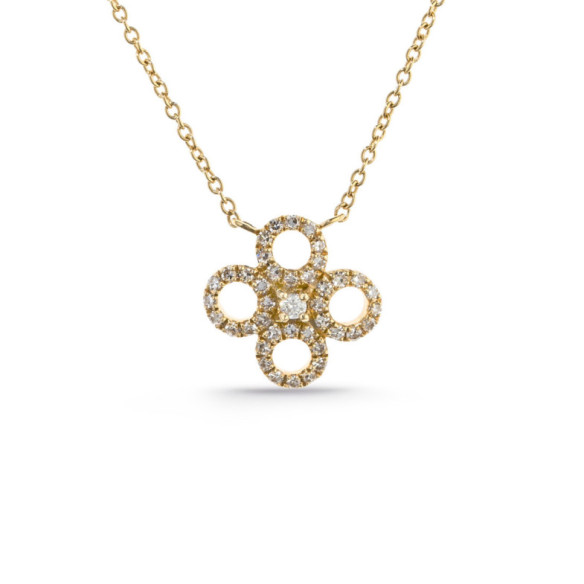 Collana in oro rotondo fiore piccoli dettagli - Collane di diamante