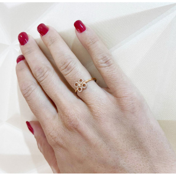 Anillo Diamantes Flor Redonda Little Details - Brillant