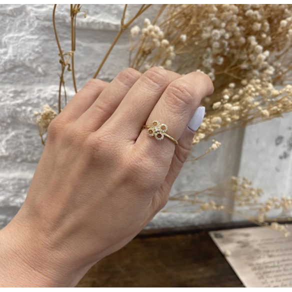 Anillo Diamantes Flor Redonda Little Details - Brillant