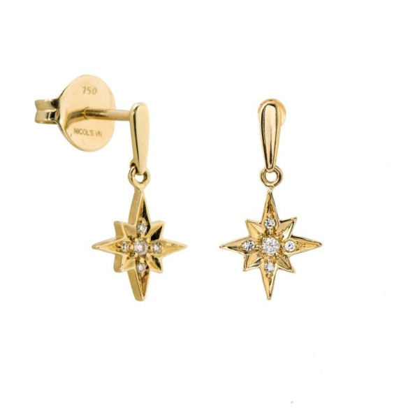 Gold Ohrringe Fuguez Star Kleine Details - kurze