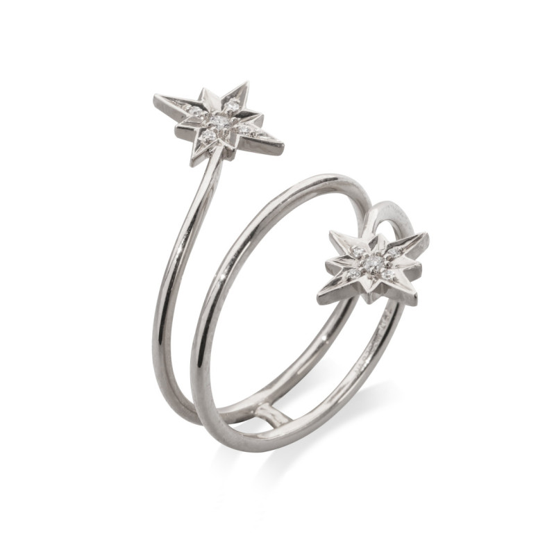 Anillo Diamantes Estrella Fugaz Cola Doble Little Details - Diamantringe